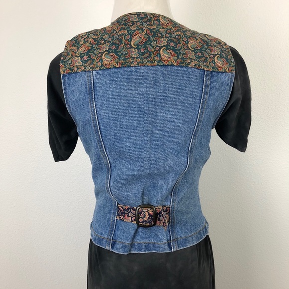 Vintage Paris Blues Patchwork Denim Jean Vest S - Picture 11 of 11